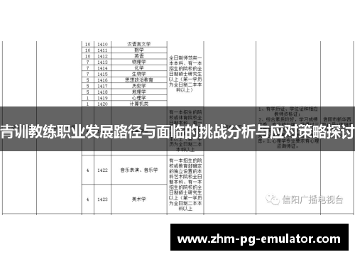 青训教练职业发展路径与面临的挑战分析与应对策略探讨